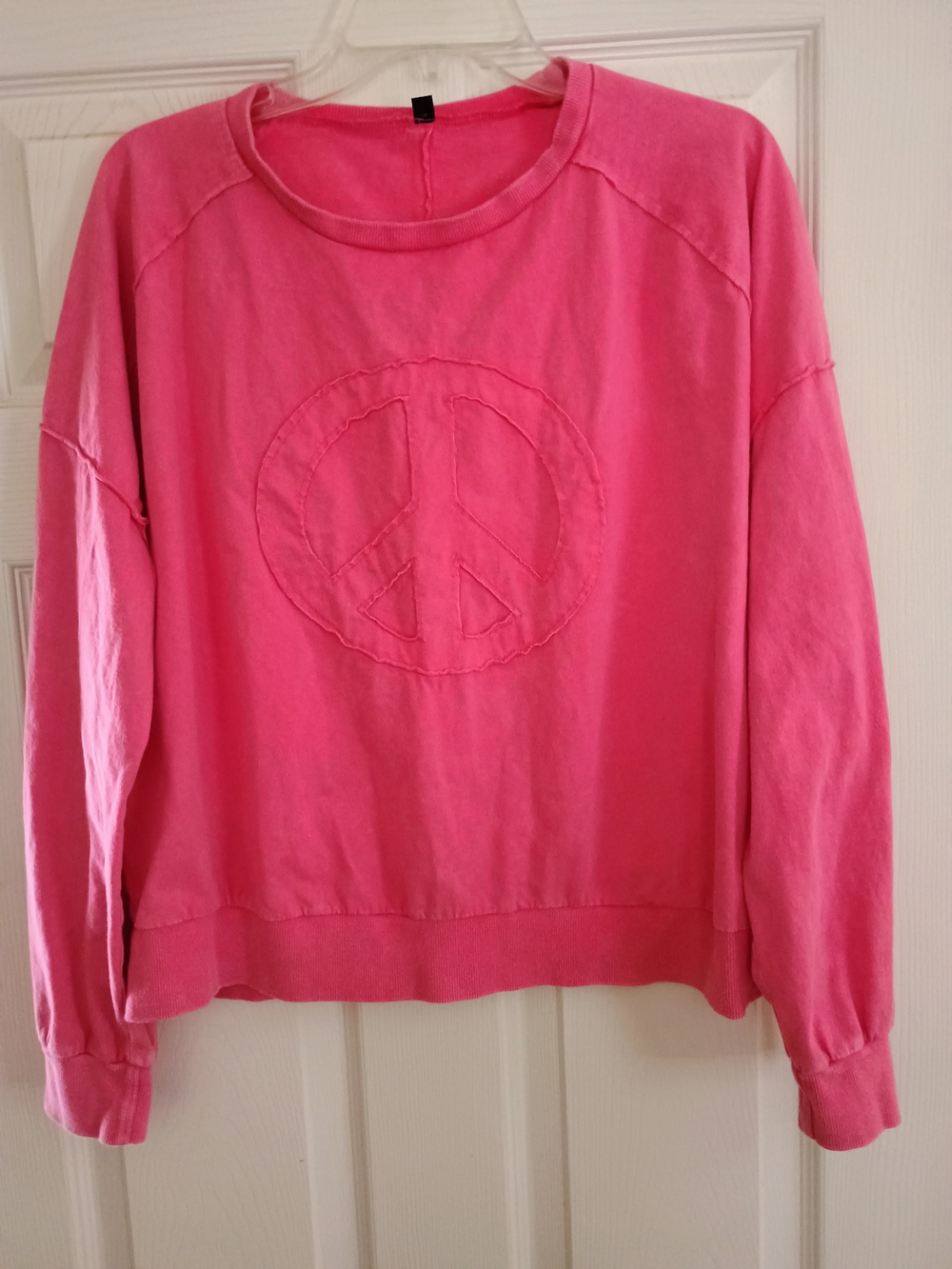 Pink Peace Sign Pullover Sweatshirt